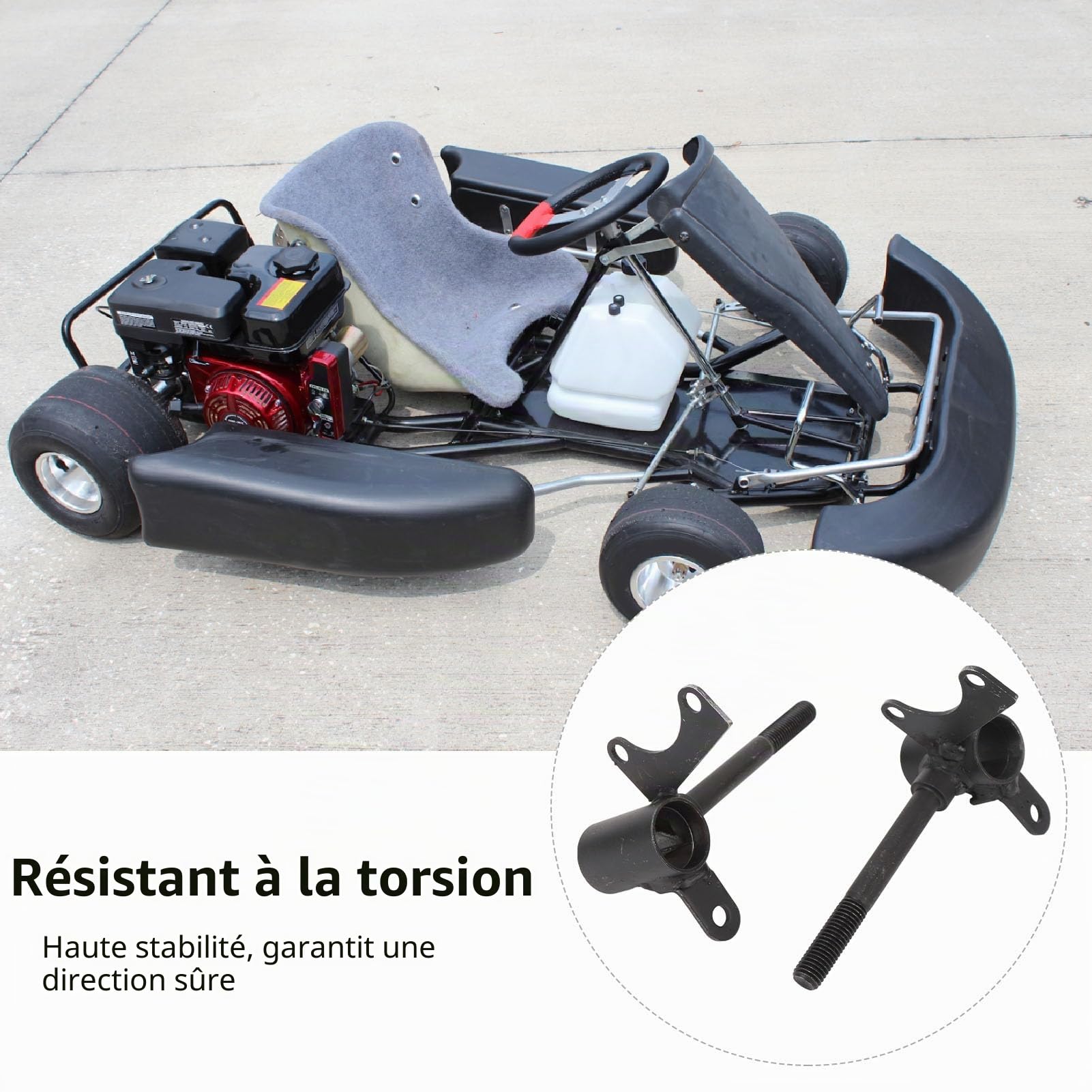 Paire de Fusées de Direction 10mm pour Kart/Quad/jusqu'à Kit Complet avec Roulements (Acier Haute Résistance -Rouille Stabilité Optimale)