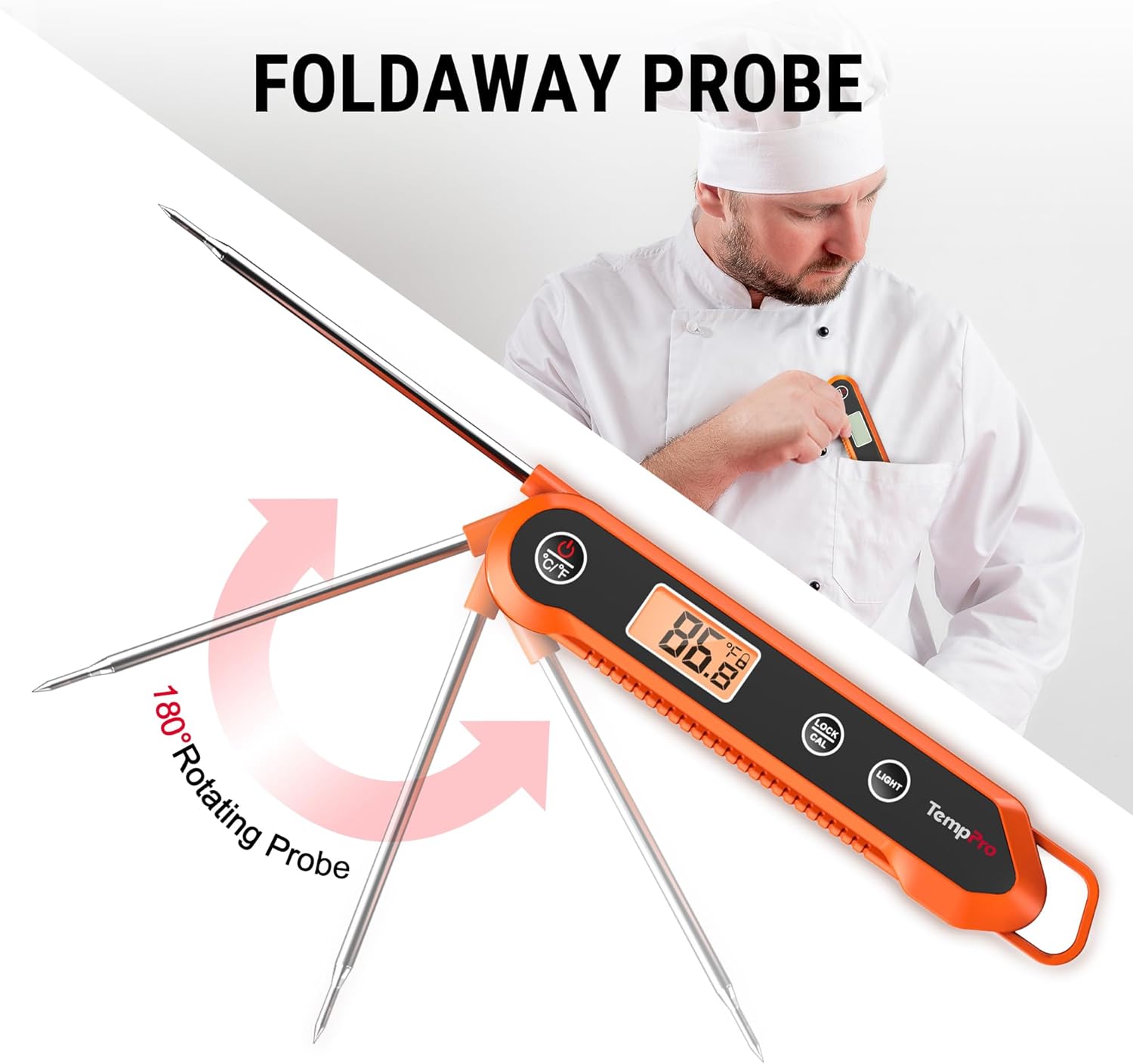 TempPro Digital Instant Read Meat Thermometer for Grilling Waterproof Kitchen Food Thermometer with Calibration Backlight Baking Bread Candy Thermometer Cooking Tools Utensils (Previously ThermoPro)