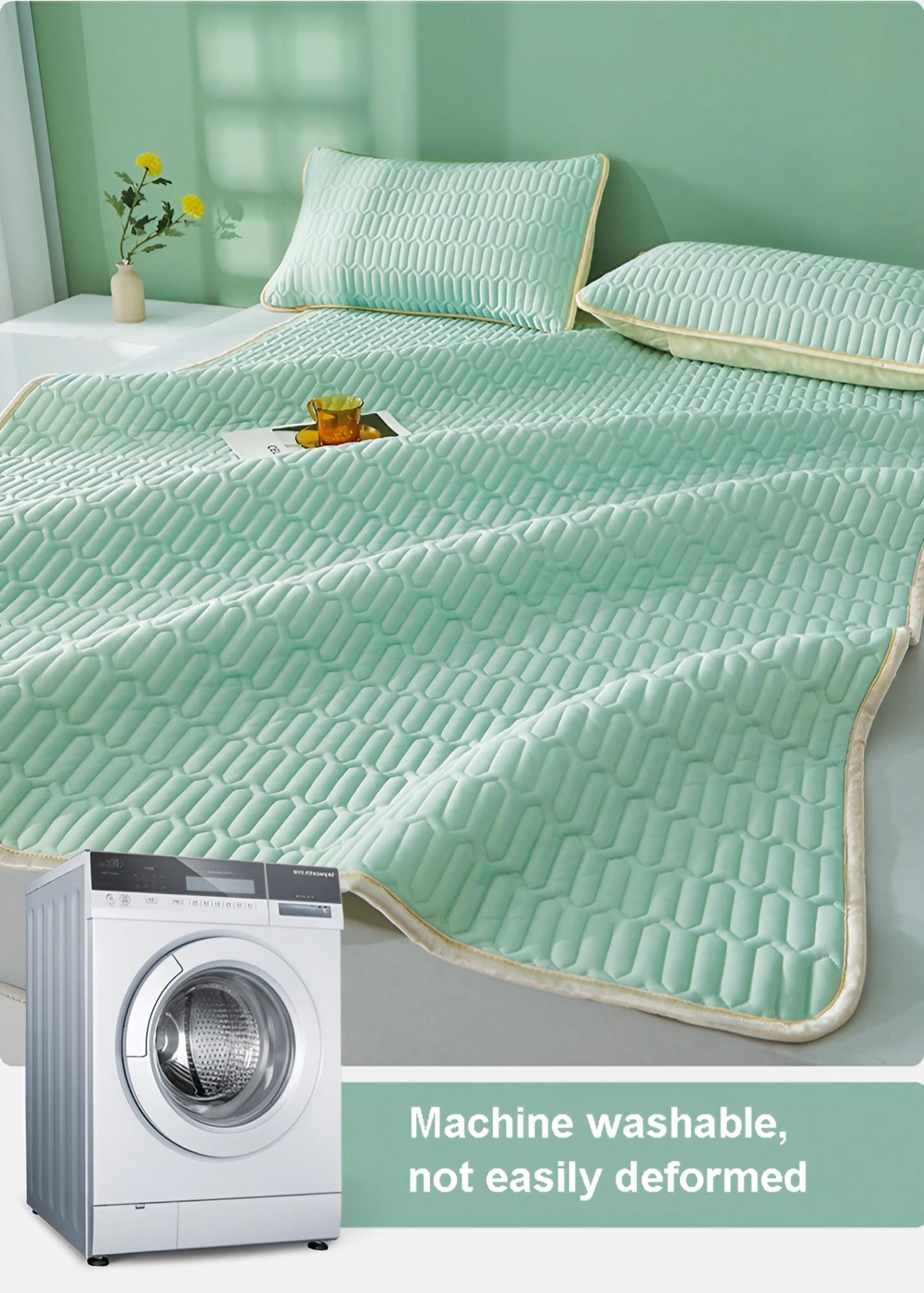 Kühlend Matratzenschoner, Atmungsaktive Matratzenauflage, Bequem matratze, Weich matratzenhülle, Waschbar für Zuhause und Wohnheim(Blue,90x200cm)