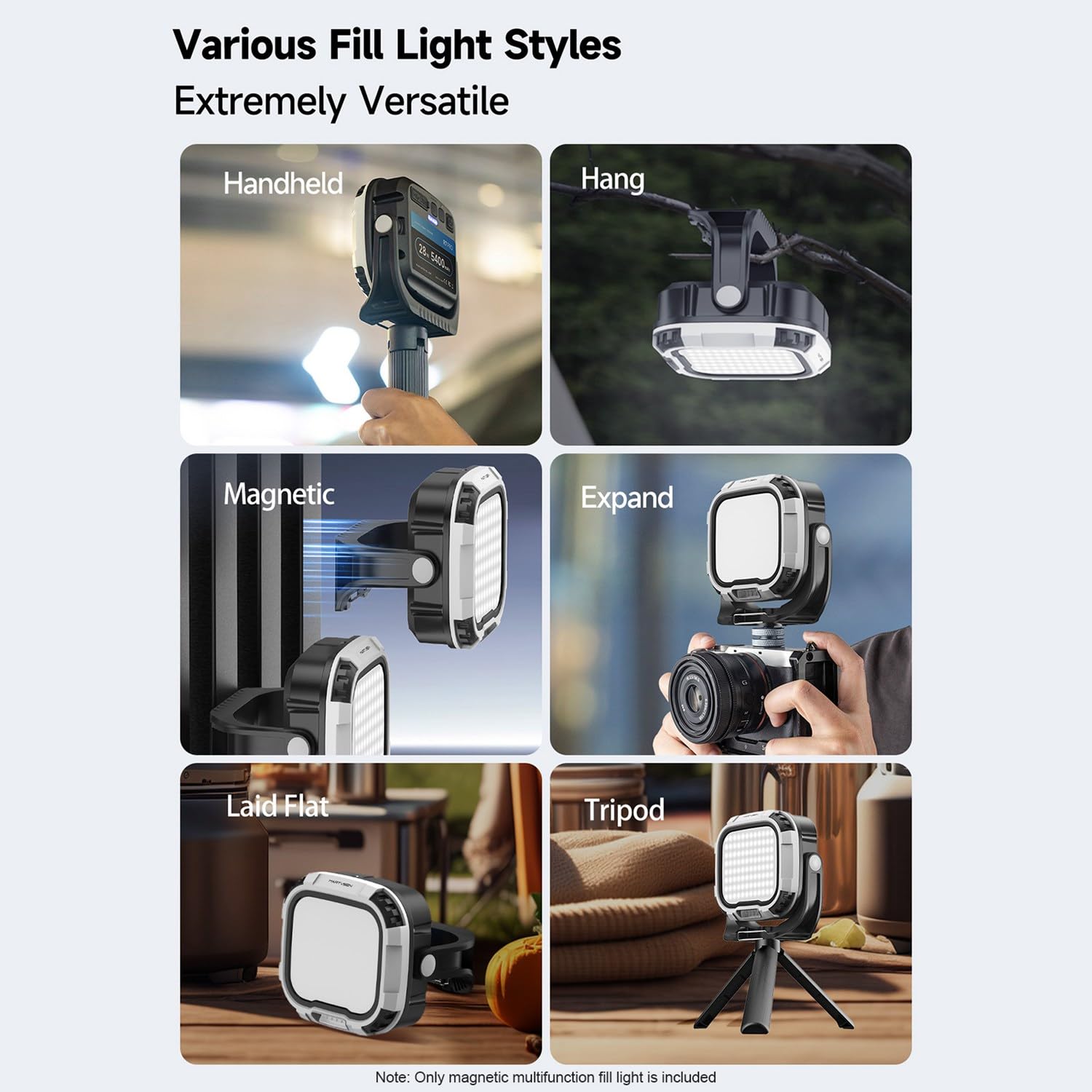 Luce Della Macchina Fotografica 28W Magnetica Luce Rossa Maniglia 2700K-6500K Cold Shoe per la Registrazione Video