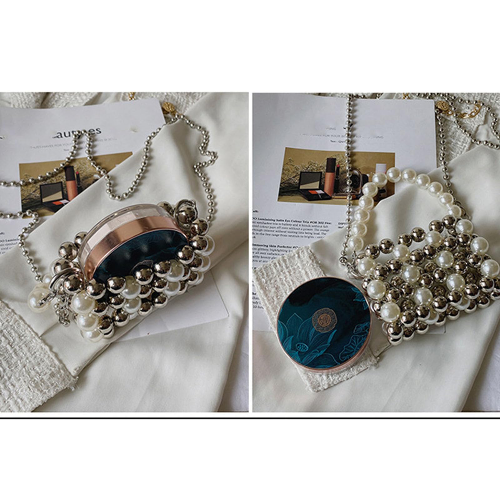 XZQYDS Vintage Pearl Purses for Women Evening Pearl Purse Crossbody Beaded Purse Pearl Crossbody Purse