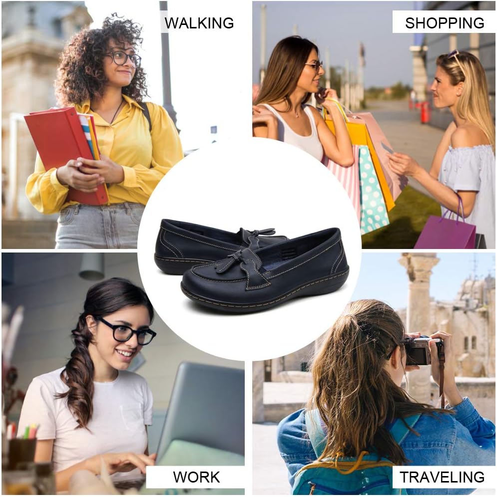 Maichal Loafers for Women Slip On Comfort Leather Tassel Dress Shoes - Image 2