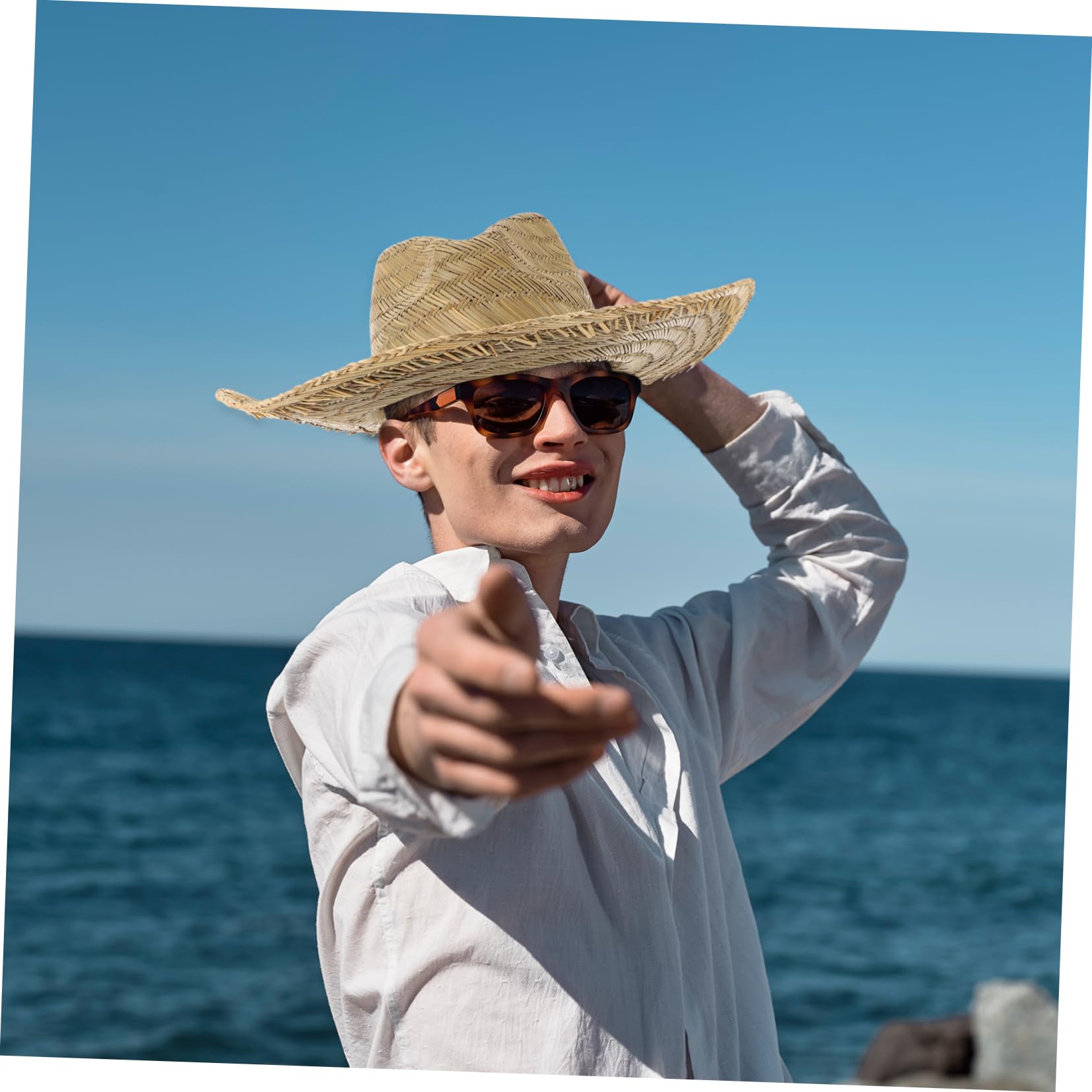 BESPORTBLE Sombrero de protección Solar para Hombre. Ancho Sombreros de Cubo Christmas Hat Sombreros navideños goras Hombres Sun Hat Sombreros de Playa para Hombres Sombrero para el Sol