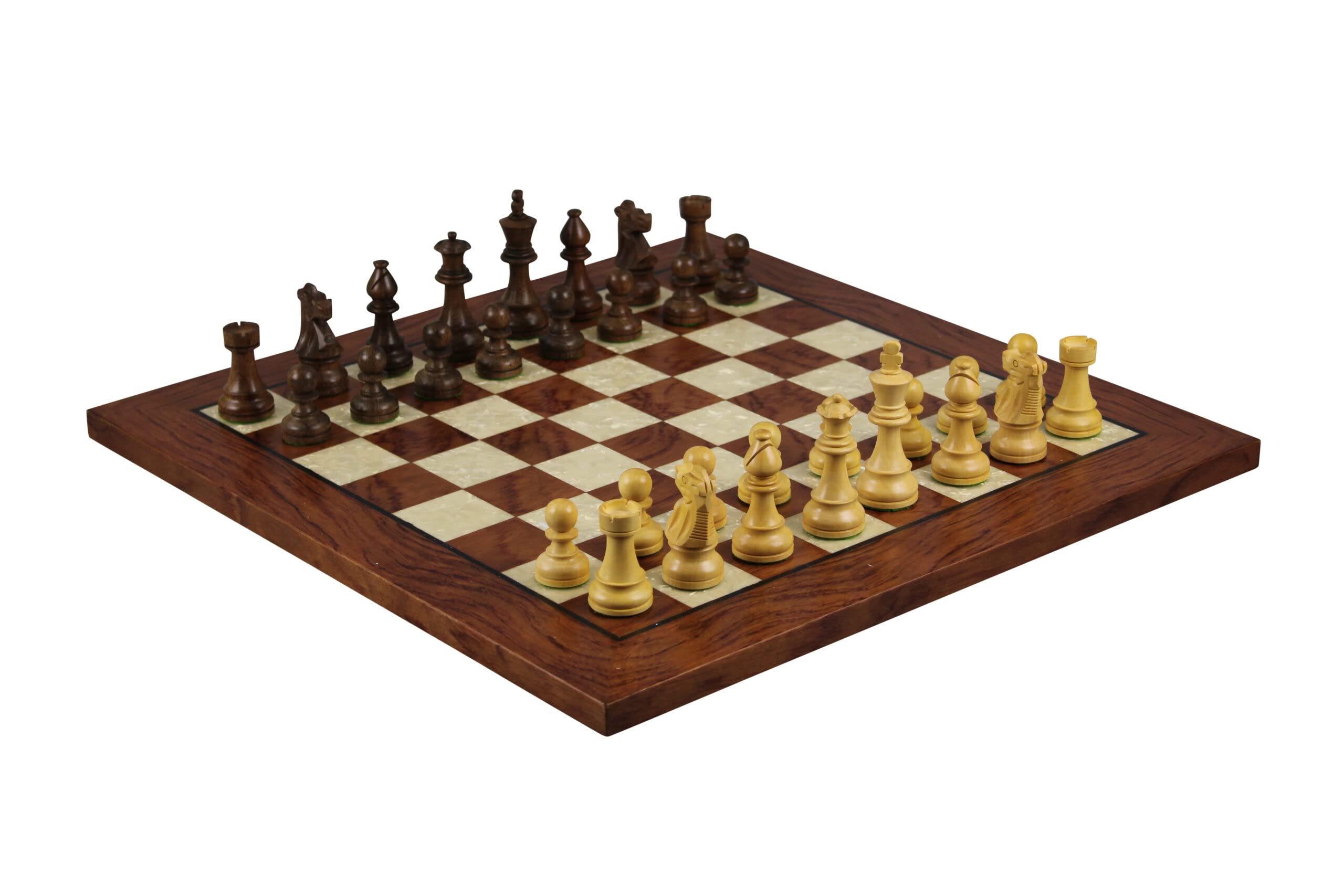 Helena - Set di scacchi in legno di palissandro, 50 cm, pesato, Sheesham, cavaliere francese Staunton, pezzi di scacchi 9,75 cm