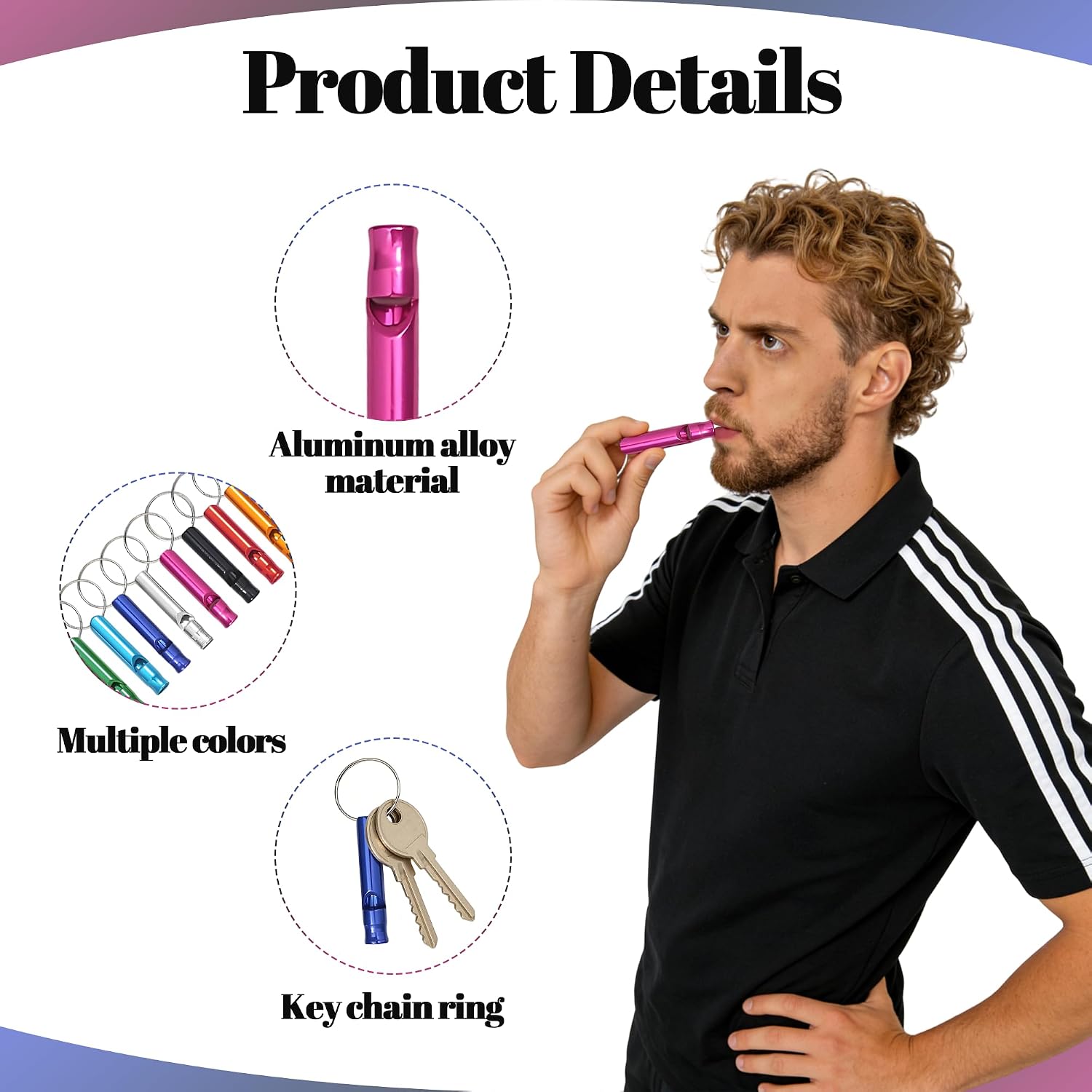 54 Pcs Emergency Whistle with Keychain, Aluminum Emergency Survival Whistle for Camping Hiking Hunting Fishing Boating Outdoors Sports, Loud Sound（7 Colors）