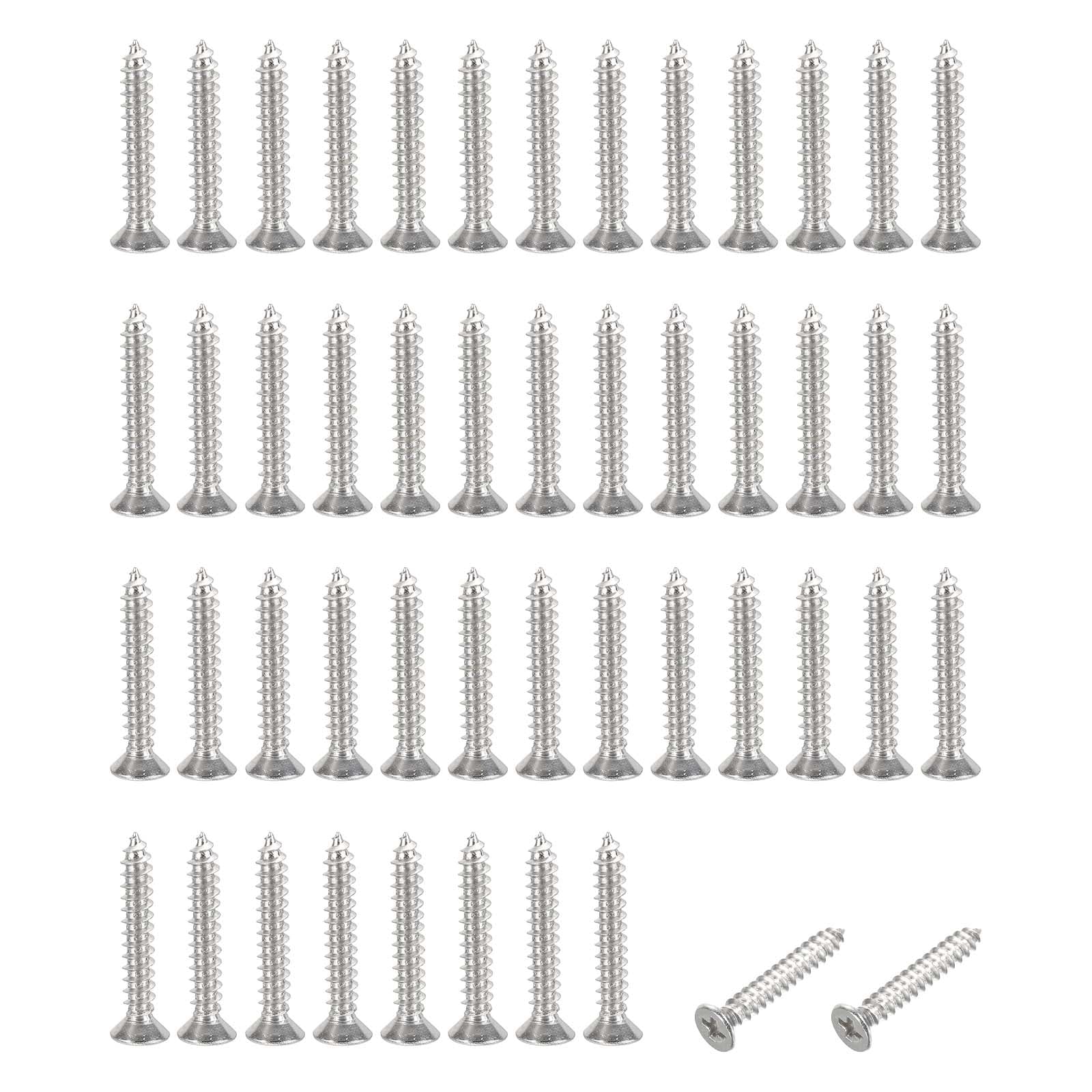 PATIKIL #4x3/4" Flat Head Sheet Metal Screws, 200 Pcs 304 Stainless Steel Phillips Drive Self Tapping Wood Screws for Metal Wood Drywall — image 1