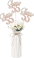 Vista 6 de Gexolenu Cheers to 21, paquete de 10 piezas de centros de mesa de cumpleaños número 21 con purpurina negra de doble cara para mesas, palitos