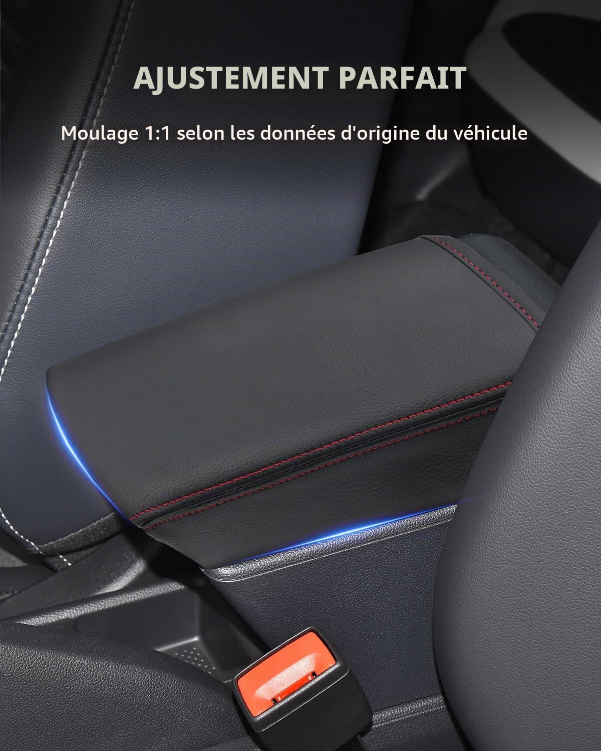 Housse d'Accoudoir pour VW Polo MK6 2018-2025 | Couvre Accoudoir Console Centrale, Protection Accoudoir pour Seat Ibiza Arona, VW Taigo Accessoire, Matériel Cuir PU, Rouge