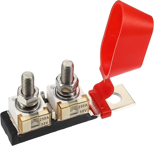 Motoforti Kit de bloque de fusibles de terminal MRBF de 250 A, doble voltaje máximo de 58 V para automóvil, barco marino, RV, plástico, negro, 1