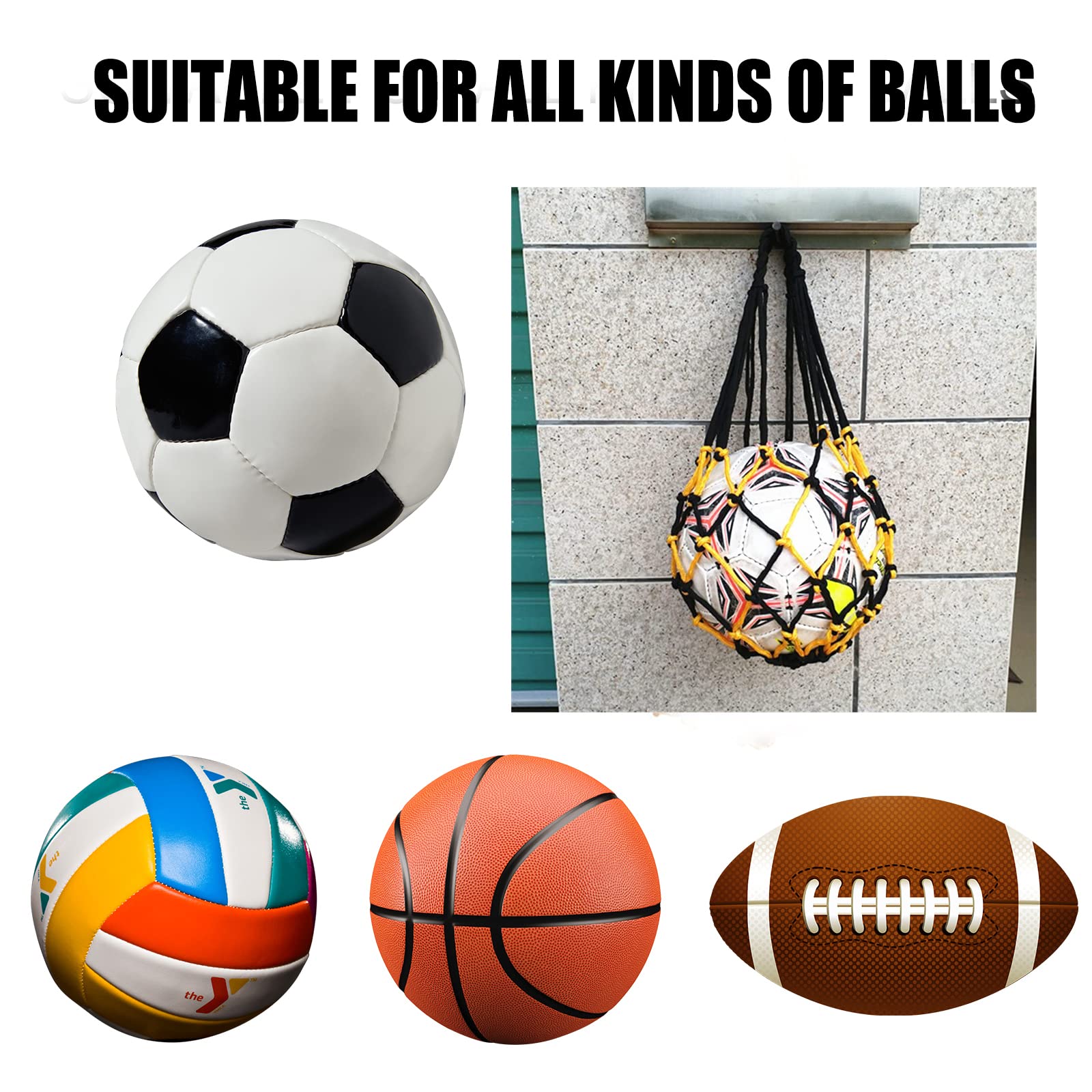 Borse Da Rete Per Palloni - 2 Pezzi, Per Basket, Calcio, Tennis, Con Coulisse E Moschettone