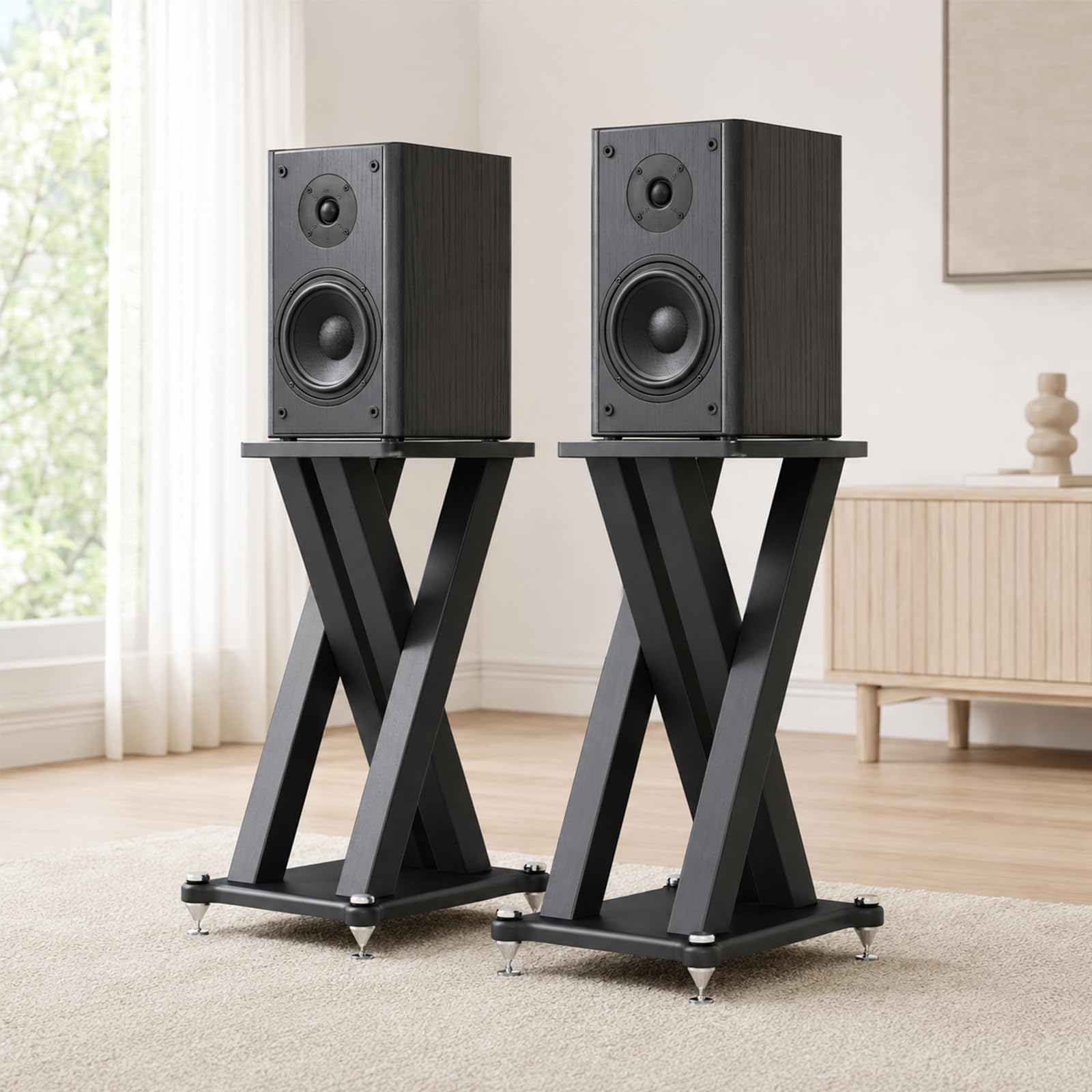 Coppia di supporti per altoparlanti per suono surround (nero, 80 cm)