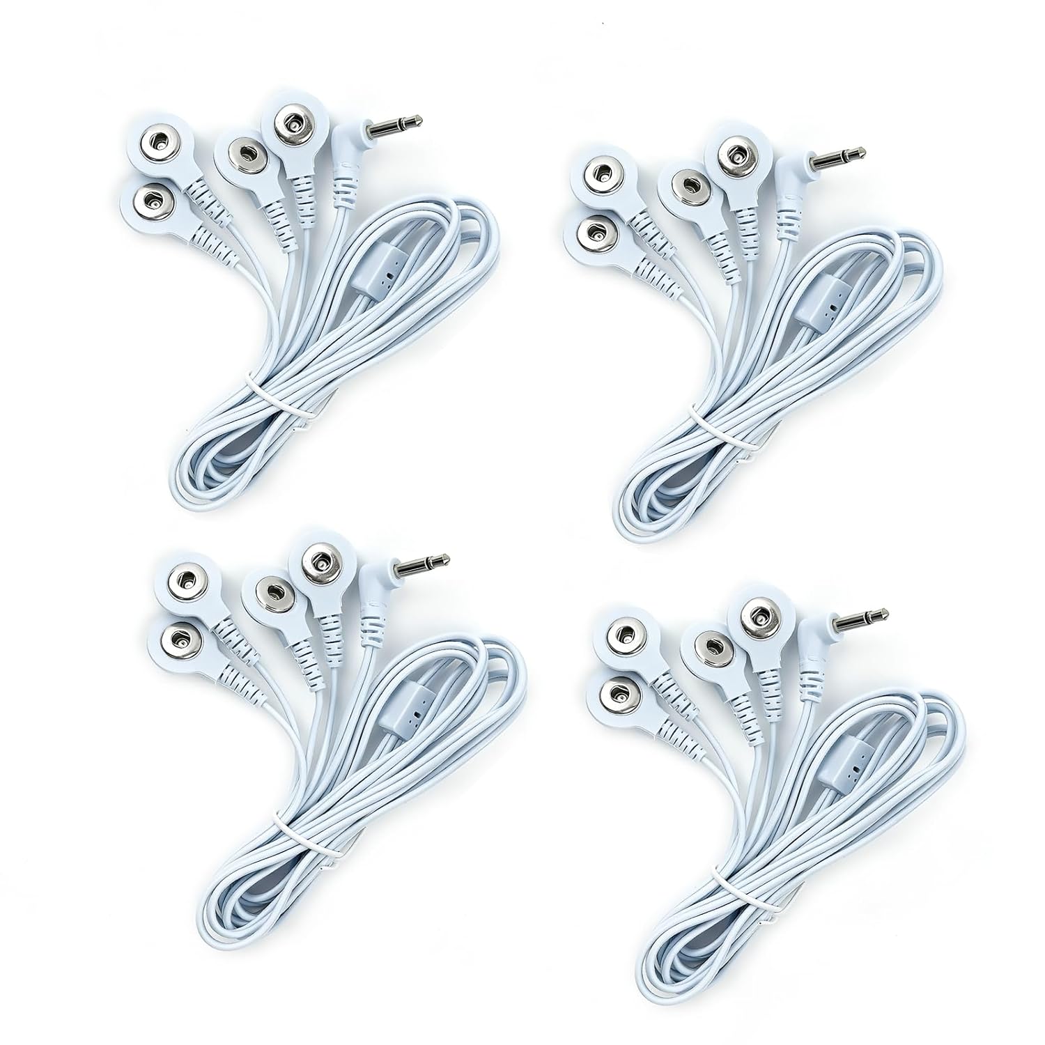4Pcs DC 2.5 mm 4 Button Electrode Cables - Compatible with TENS, EMS, IF Units