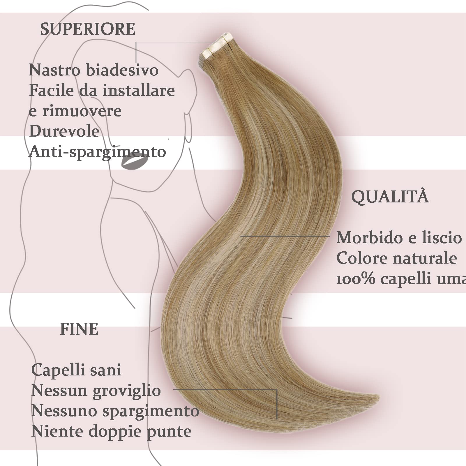 HotLulana Extension Capelli Veri Biadesivo Ombre Capelli Adesive Castano  Chiaro Mix Biondo Scuro Remy Tape in Hair Extension Adesive Seamless Skin  Weft Hair Extension 20 Pieces 50 g 20 Pollici (50 cm) – BigaMart, image size:1600x1600