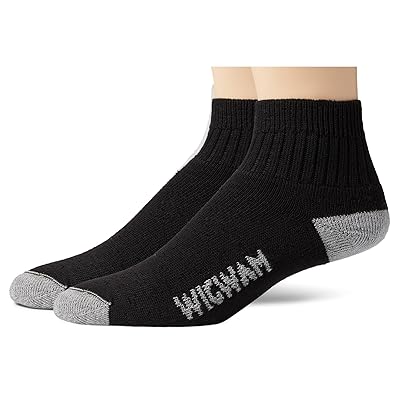 Wigwam Diabetic Sport Quarter, 2 Pack Crew Cut Socks Shoes Black