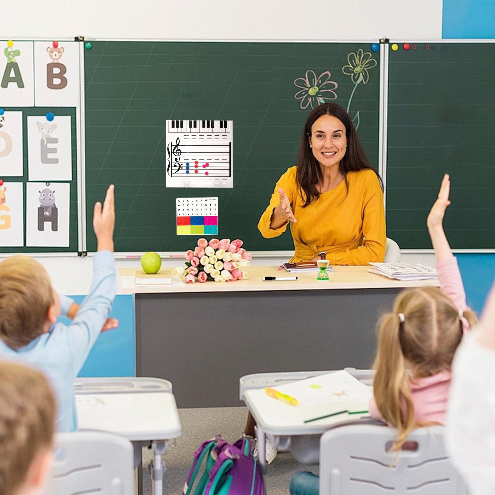Trocken abwischbare Tafel für Musiknoten – doppelseitig, magnetisch, mit Marker, für Klassenzimmer und Lehrer, tragbares Whiteboard für Musiker und Chora