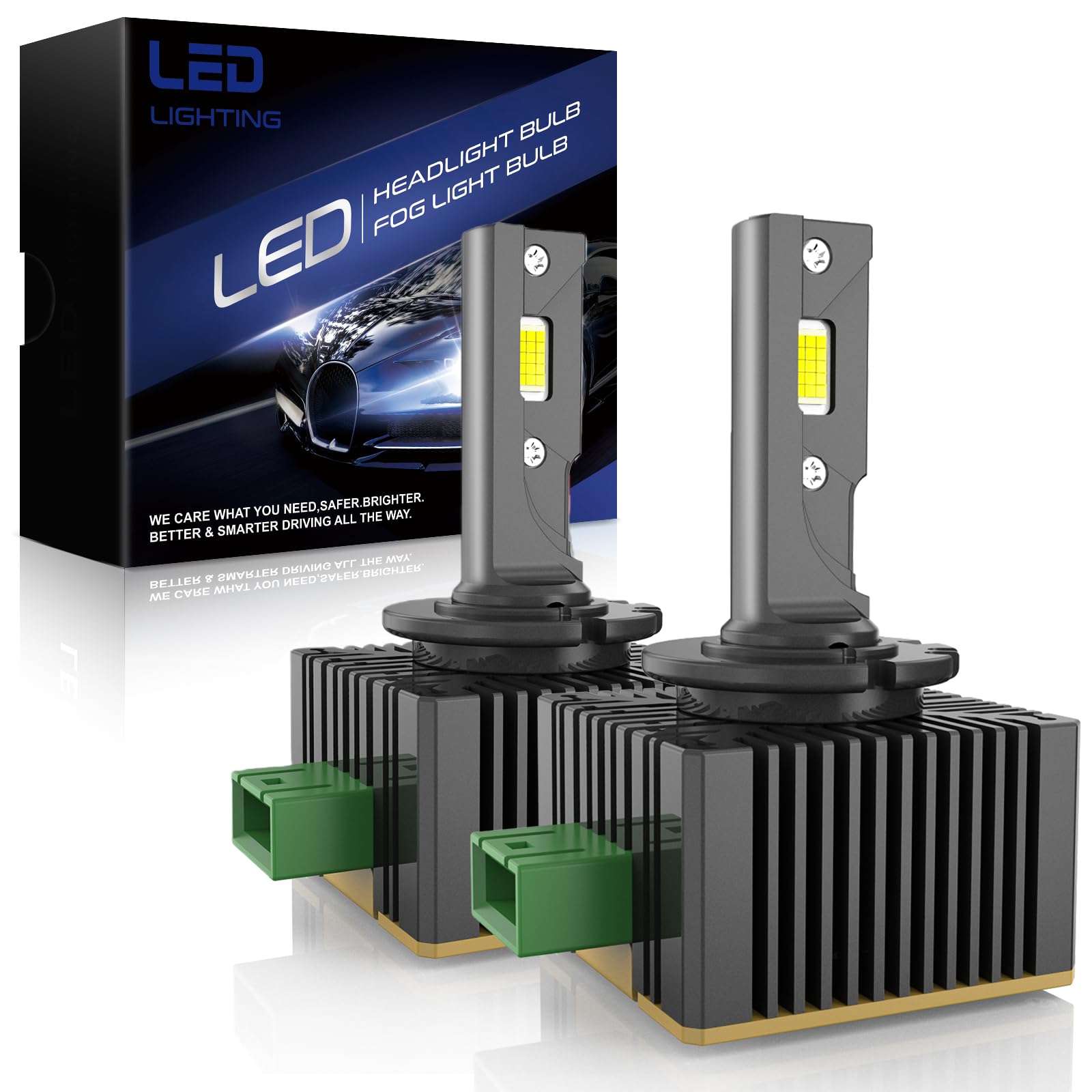 OVVOFPP Żarówka LED D3S 36000 lm, 180 W, 6500 K, biała, wyjątkowo jasna, do reflektorów samochodowych, zamiennik żarówek ksenonowych HID w stosunku 1:1, Plug and Play, 2 szt.
