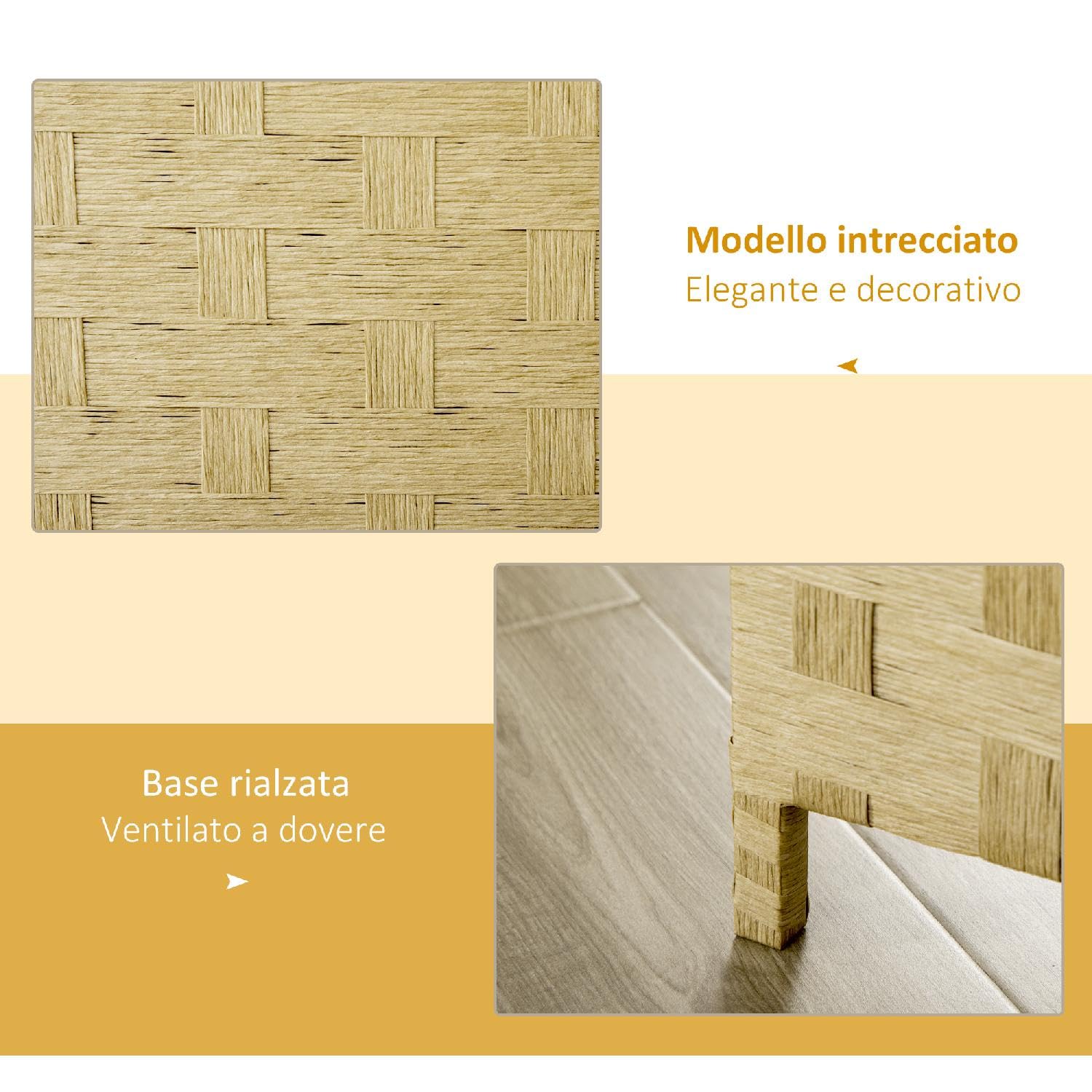 Paravento da Interno 4 Ante in Legno Pieghevole e Salvaspazio Altezza 170cm Marrone