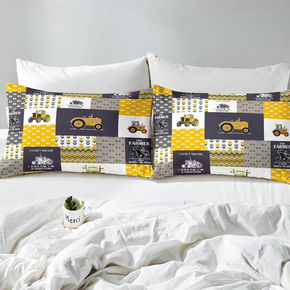 EDGZKO Set Biancheria Da Letto Per Bambini Con Trattore Verde - Matrimoniale 172x218 Cm, 1 Piumino + 1 Federa - 3