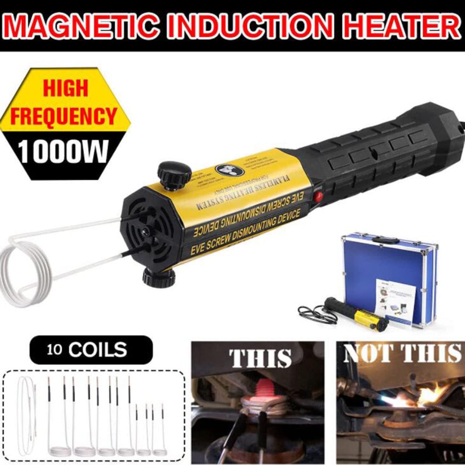 Mini Nagrzewnica Indukcyjna 1000w 0-700 Stopni Automatyczne UżYcie NarzęDzie do Usuwania śRub Pdr Garaż Samochodowy Naprawa BezpłOmieniowa RęCzna Nagrzewnica Indukcyjna Elektromagnetyczna