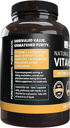 Miniatura 3 de Pure Vitamin C (365 cápsulas), sin estearatos ni rellenos de arroz, sin gluten, vitamina C sin aditivos