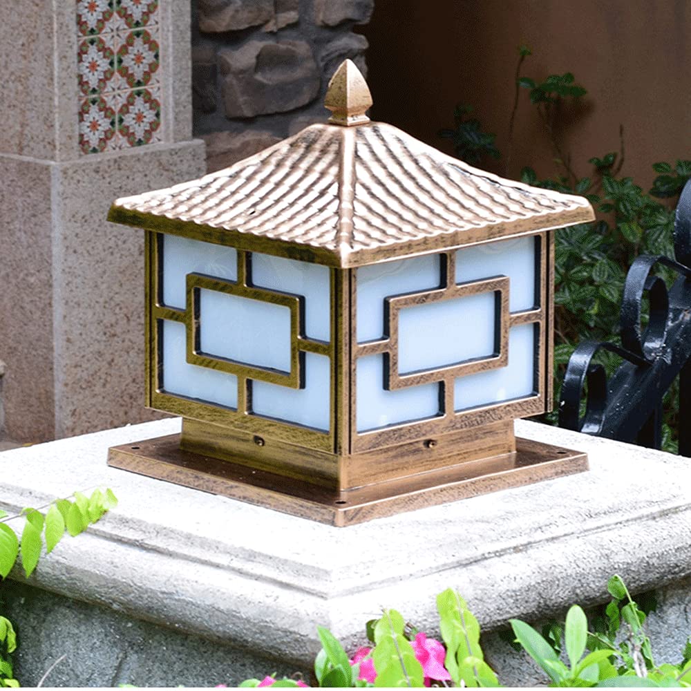 CHENKUI Vintage Black Post Head Light Outdoor Pillar Light Szklany Klosz Ogrodowe Oprawy Oświetleniowe IP54 Z Adapterem Do Montażu Na Molo E27 Base Patio Garden Villa Ogrodzenie Oświetlenie Krajobrazu