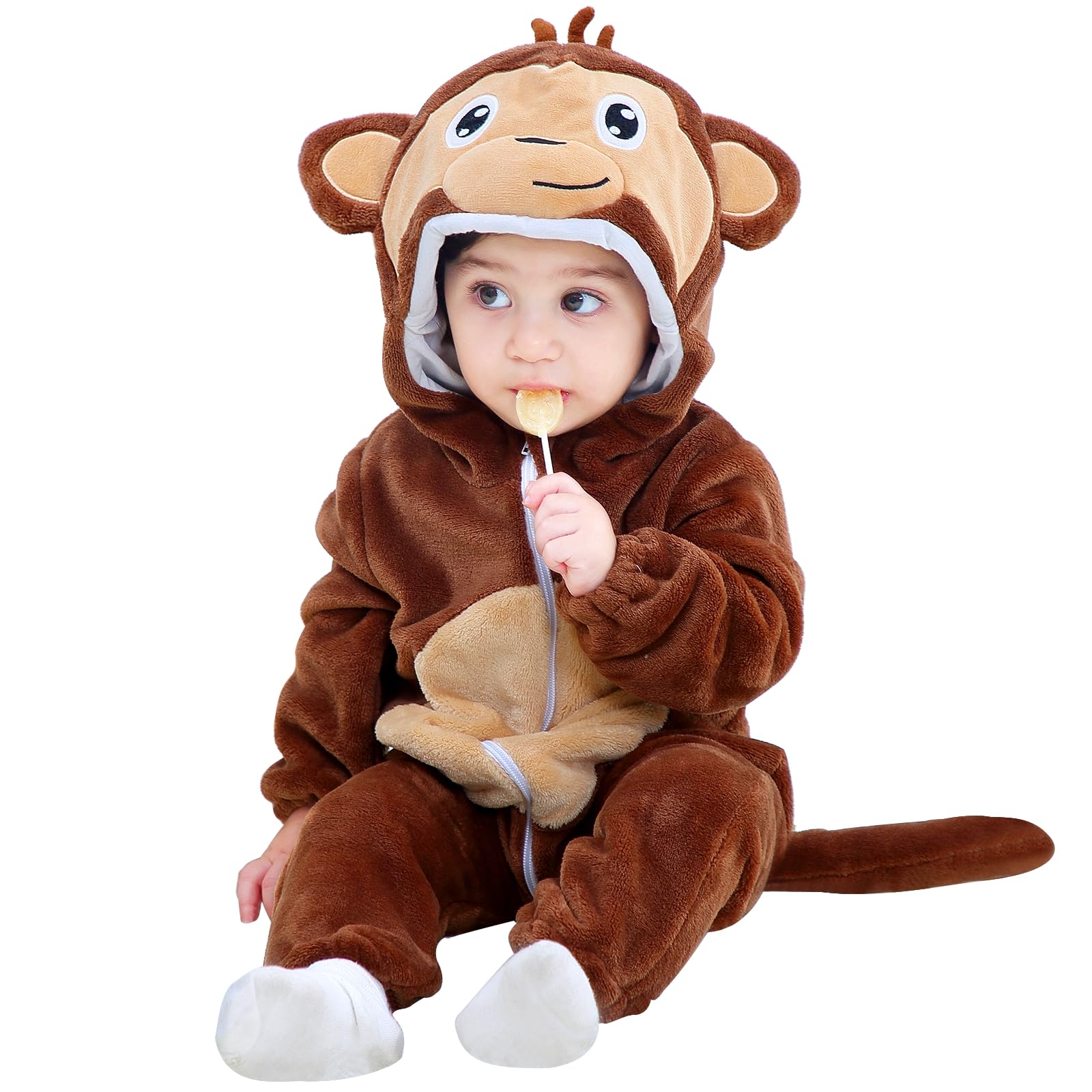 CamlinboUnisex Baby Costume Halloween Romper Flannel Animal Cosplay Costume Toddler Infant 0-30 Month