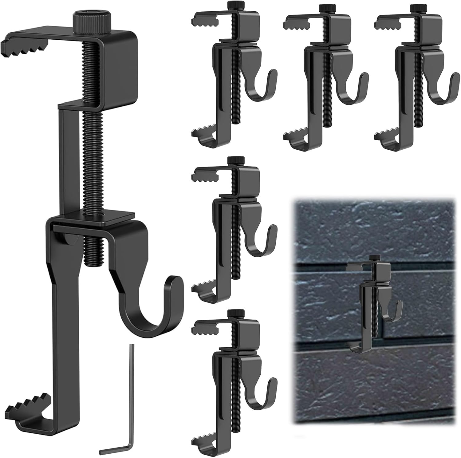 6Pcs Brick Hanger, Metal Brick Hooks Clamp Outdoor Heavy Duty 1-3/4" to 2-3/4" Brick Hook Brick Hangers No Drill, Brick Clips for Hanging Pictures
