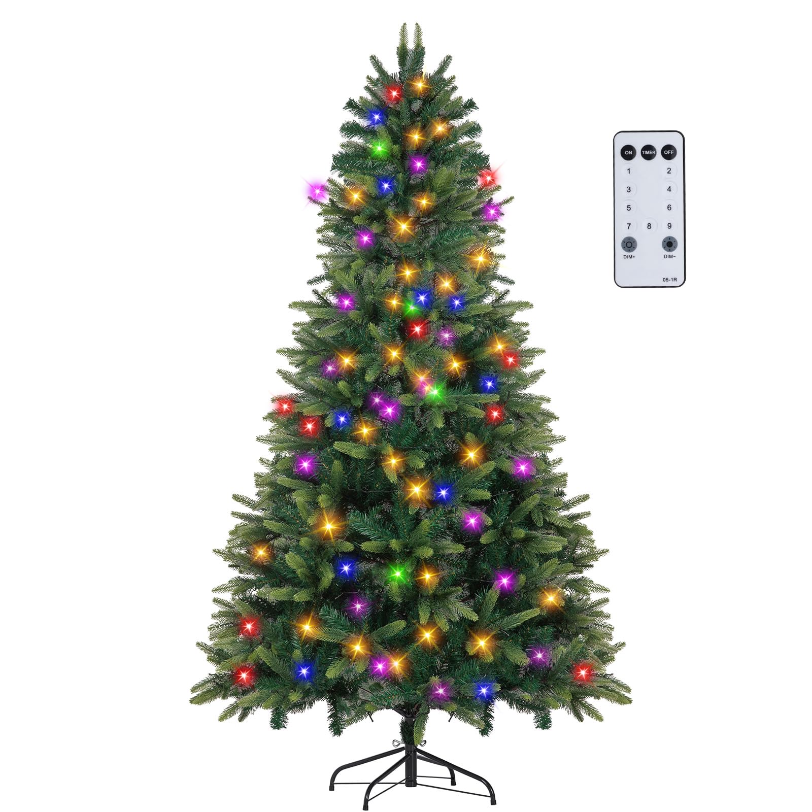 NALONE 7FT Pre-Lit Christmas Tree with Remote Control and Timer, Artificial Gradient Green Christmas Tree with 623 Tips, 400 Warm White/Multi-Color Lights, 9 Lighting Modes(Green Gradient Tree, 7 FT)
