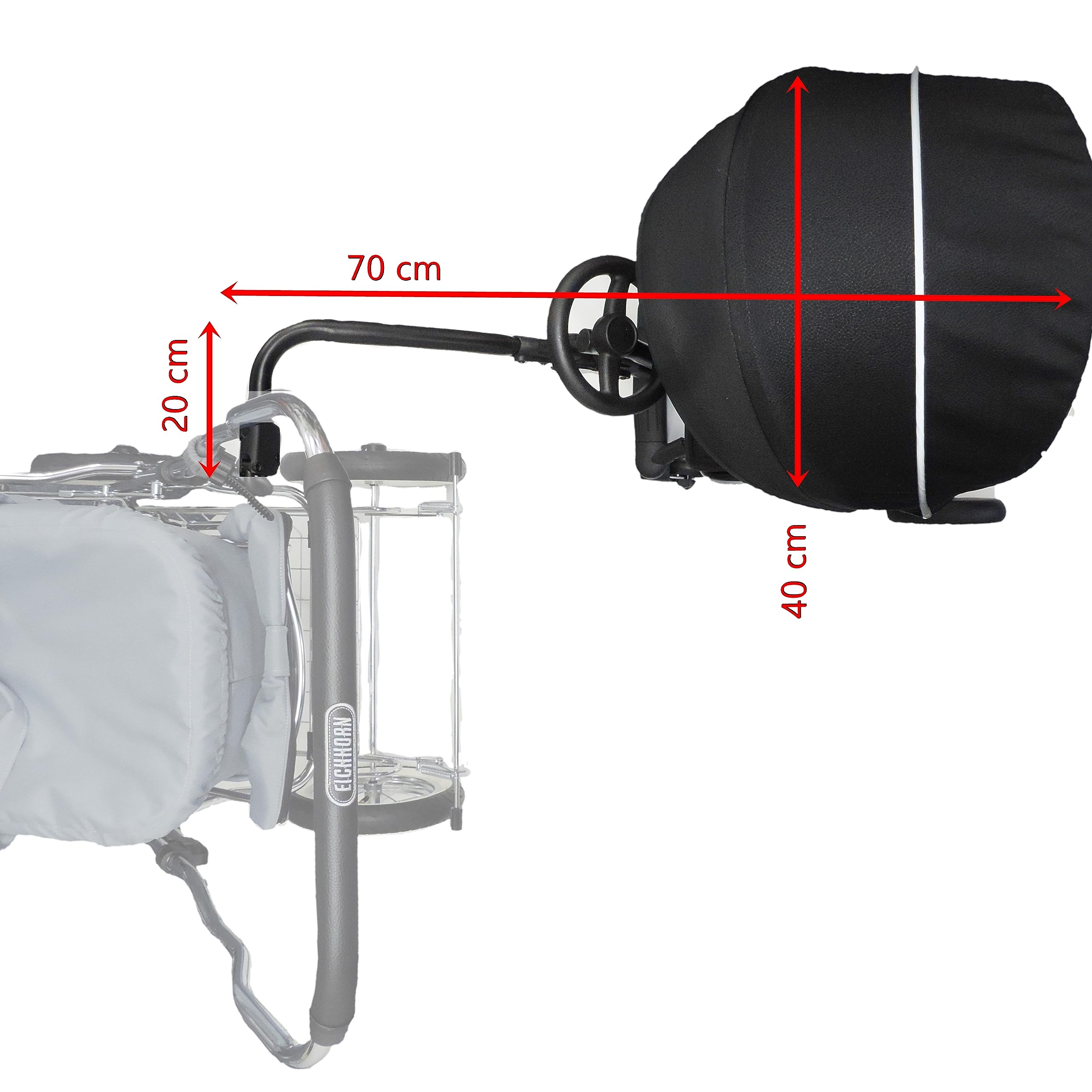 Eichhorn Uptown-Rider Deluxe Geschwistersitz Anhänger für Kinderwagen inklusive Regenschutz und Sonnenverdeck, Schwarz