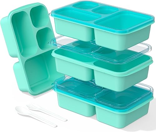 Enstphjoy Lonchera Bento  Paquete de 4 recipientes para aperitivos, contenedor de preparación de comidas, apto para microondas, lonchera de 4