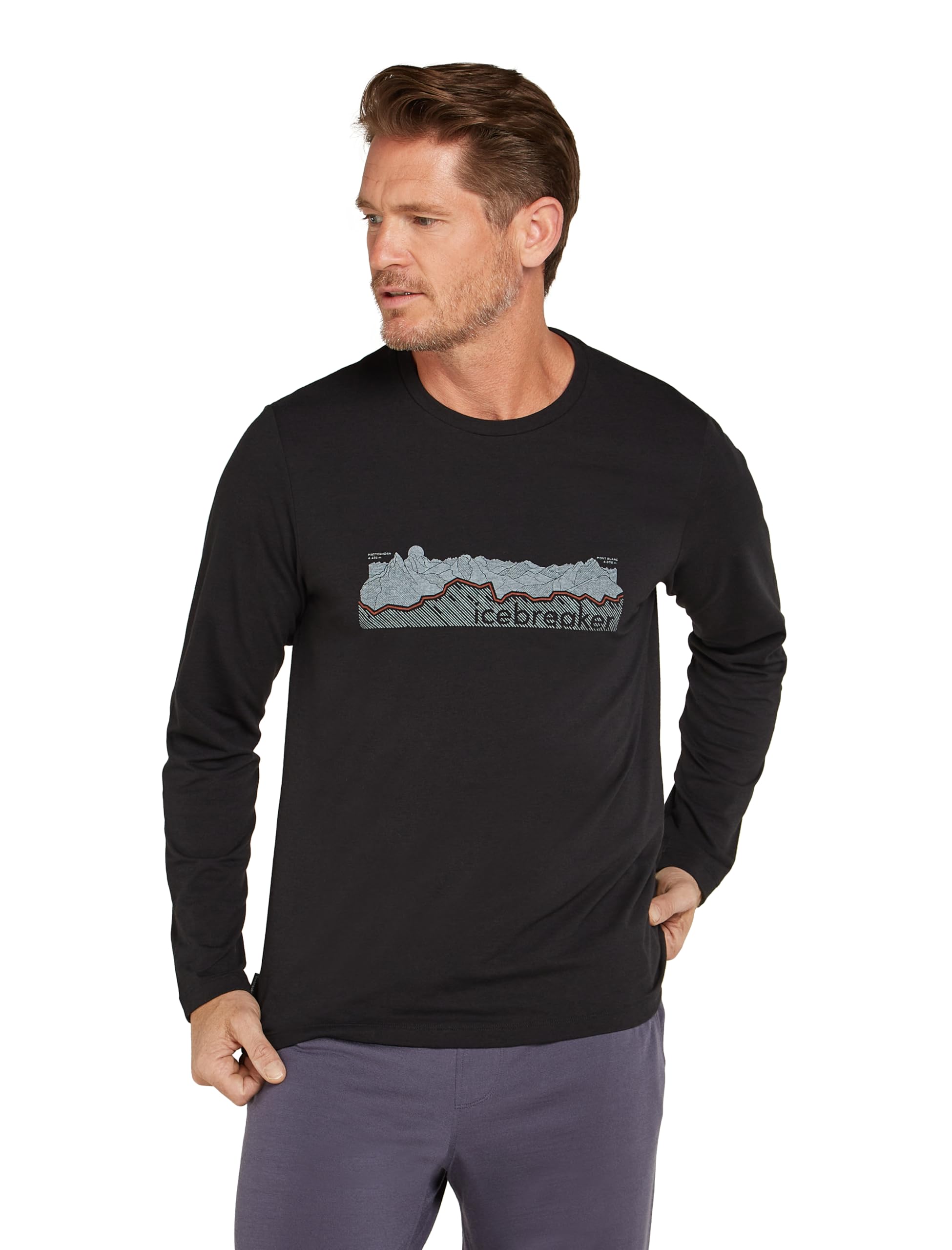 Icebreaker - Men's Merino Central Classic Long Sleeve Tee Haute Route - Koszulka na co dzień