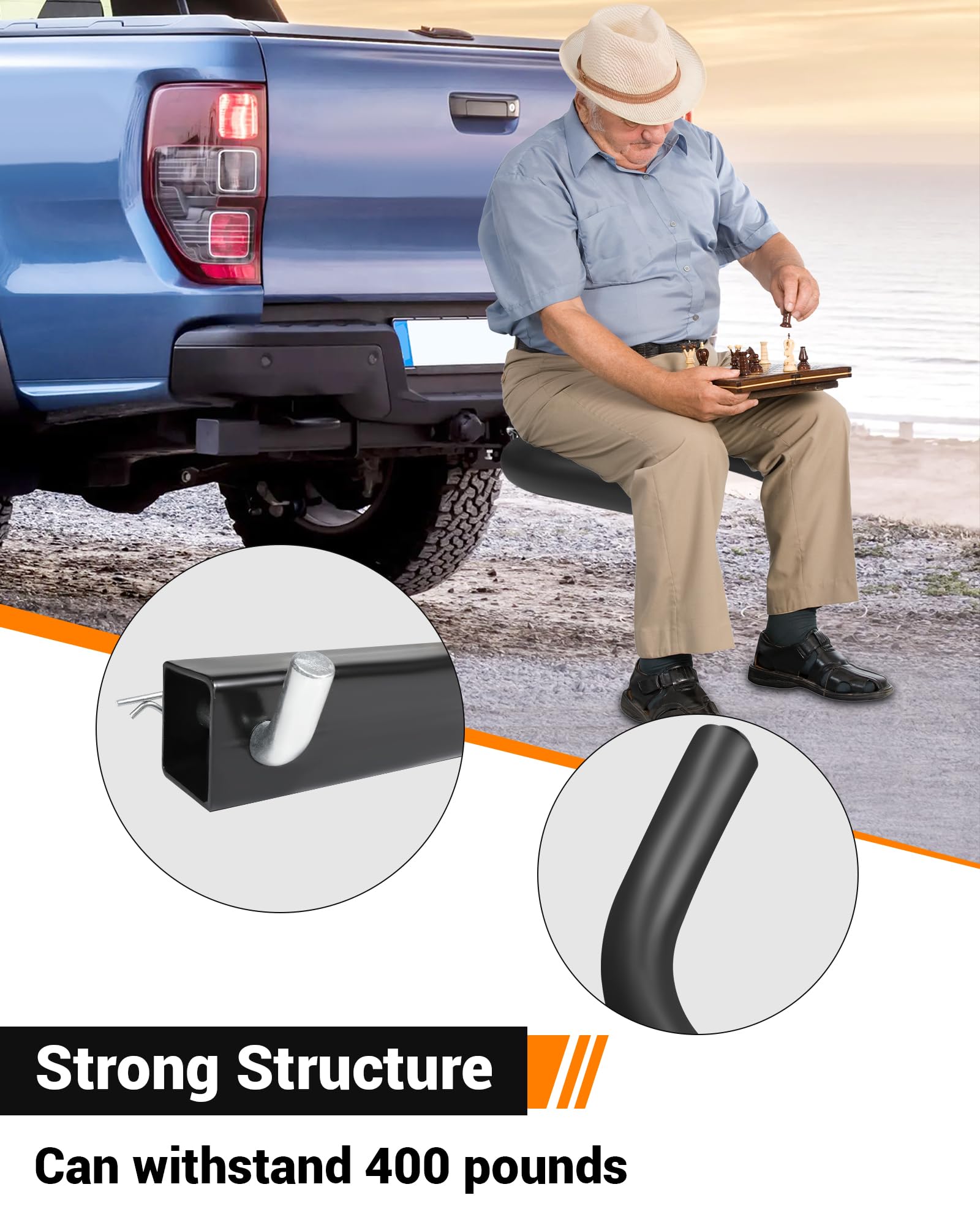Asiento de inodoro de enganche de remolque, asiento de inodoro de enganche portátil, apto para receptor de enganche de remolque de 2 pulgadas, conveniente para uso de emergencia cuando acampas,