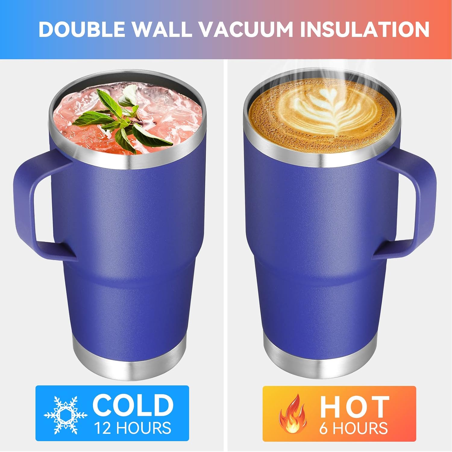 VEGOND 20 oz Insulated Travel Coffee Mugs Set of 12, Royal Blue