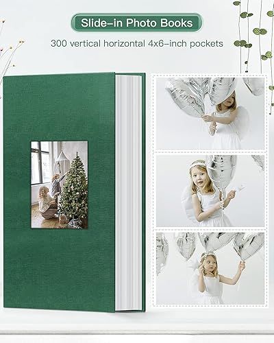 Vista 127 de popotop Álbum de fotos de 4 x 6 – 100 fotos libros con 100 bolsillos verticales, álbumes de cubierta de lino para familia, boda, aniversario, fotos