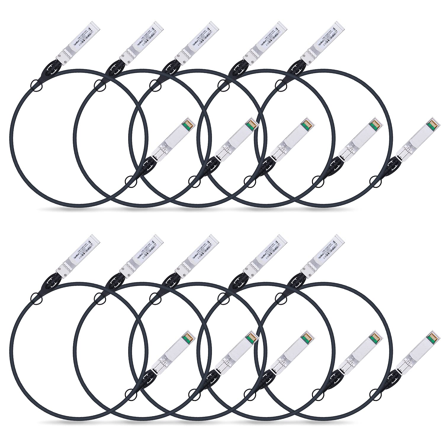 10G SFP+ Twinax Cable, Direct Attach Copper(DAC) Passive Cable, 1.5m (4.92ft), for Cisco SFP-H10GB-CU1.5M, Meraki, Ubiquiti, Mikrotik, Intel, Fortinet, Netgear, D-Link, Supermicro, TP-Link, 10 Pack
