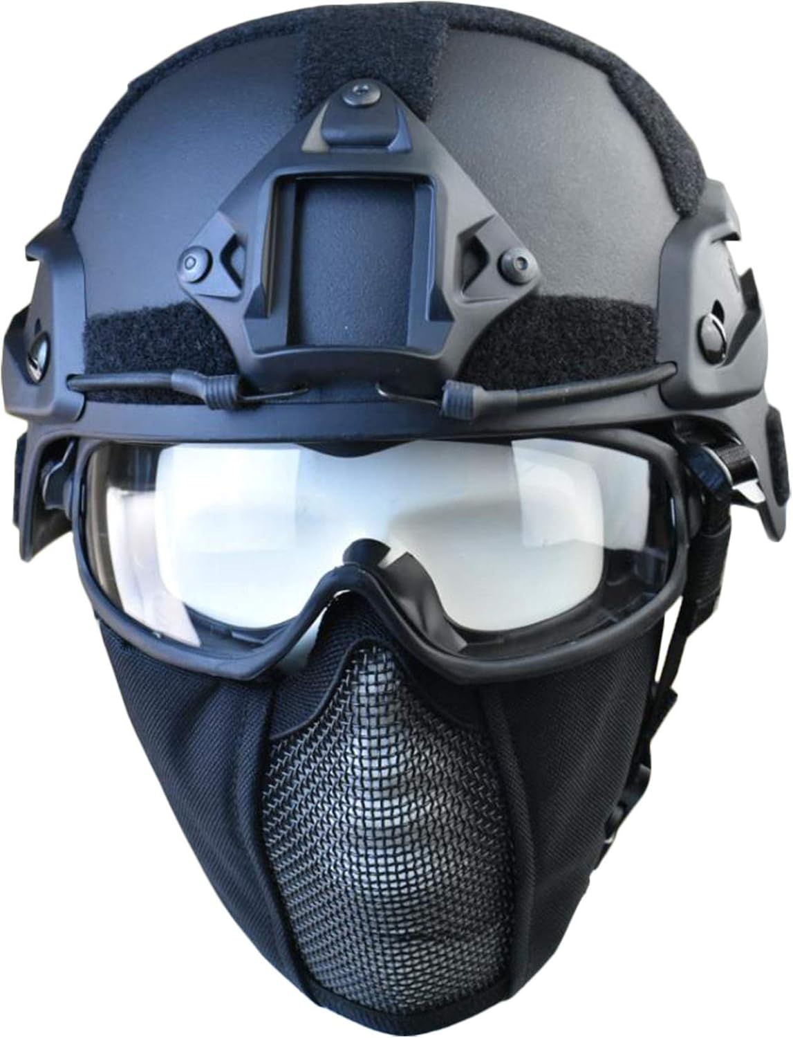 Ear Protection Half Face Airsoft Mesh Mask and Updated Version MICH 2000 Style ACH Tactical Helmet &Tactical Goggle with Dual Mode for Airsoft Paintball Hunting Shooting Outdoor Sports Black : Everything Else