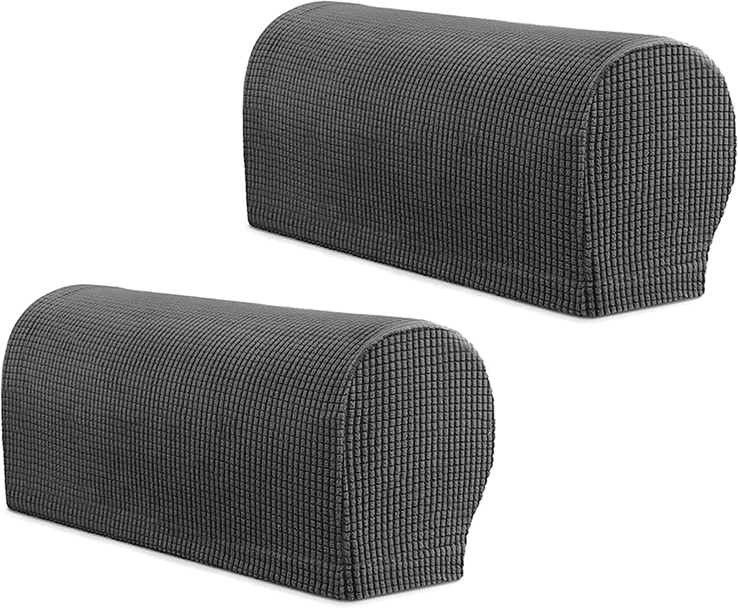 Armlehne Stuhlhussen Armlehnenbezüge Weiches Spandex Polyester Armkappen Rutschfester Möbelschutz Stretch Armlehne Bezug für Stuhl Sofa Couch, 2er Set, Braun (Farbe: Dunkelgrau, Größe: 4 Stück)