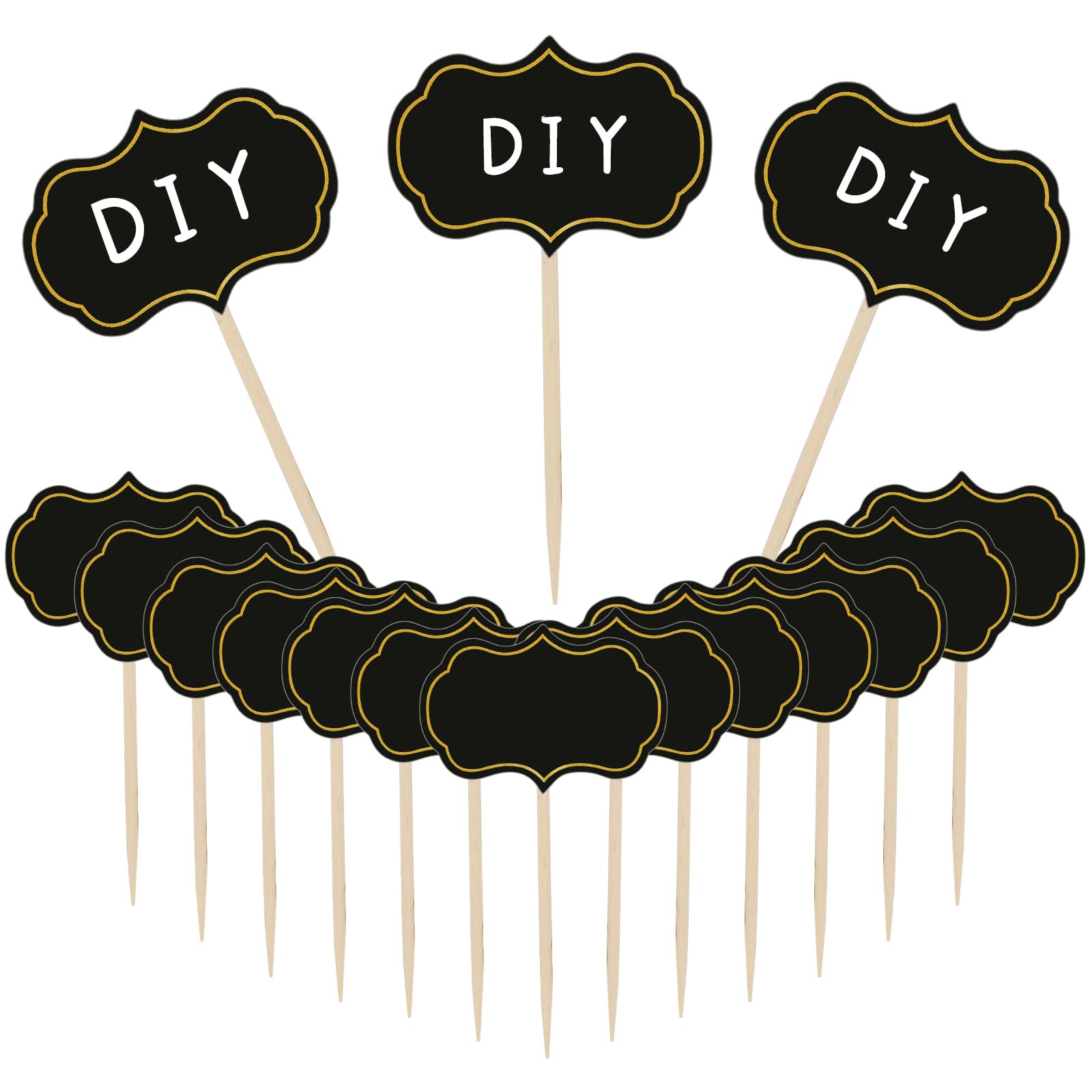 Solid Black Toothpick Flags, Writable Mini Toothpick Flags,Toothpicks Food Signs for Cheese, Party, Charcuterie Board, Cup cake Toppers Flags DIY Decoration（100 Pcs ）