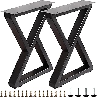 VASGOR 16-Inch Heavy-Duty Metal Table Legs (Set of 2), Black Double Triangle Design, Furniture Leg for Bench, Coffee Table, DIY Projects – Includes Screws & Floor Protectors (16" - Z Shape)