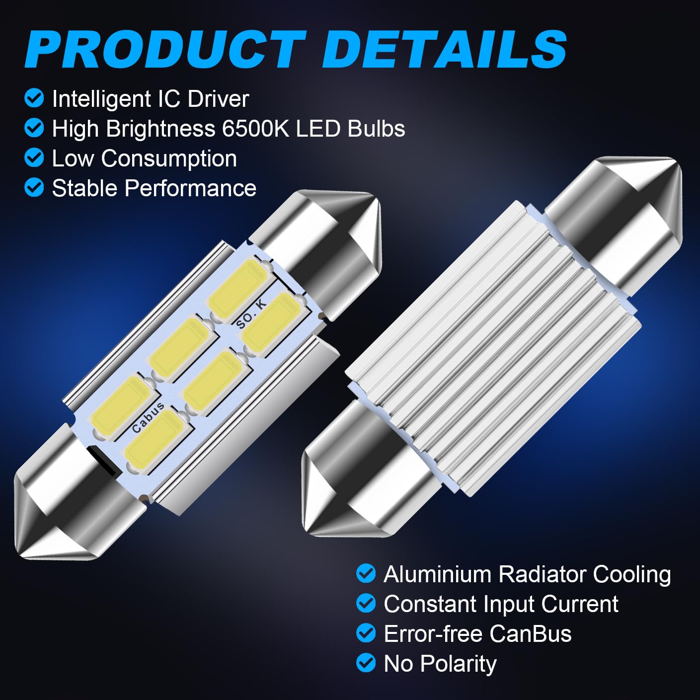 TABEN Bianco Caldo 5630 48-SMD a LED a Risparmio energetico Pannello a Cupola Lampada per Interni Auto per Auto Lampada da soffitto a soffitto Lampada