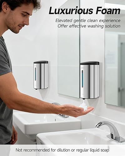 Miniatura 2 de AIKE Dispensador automático de jabón de espuma de montaje en pared 25 OZ comercial de gran capacidad de acero inoxidable modelo AK1205FA (pulido)