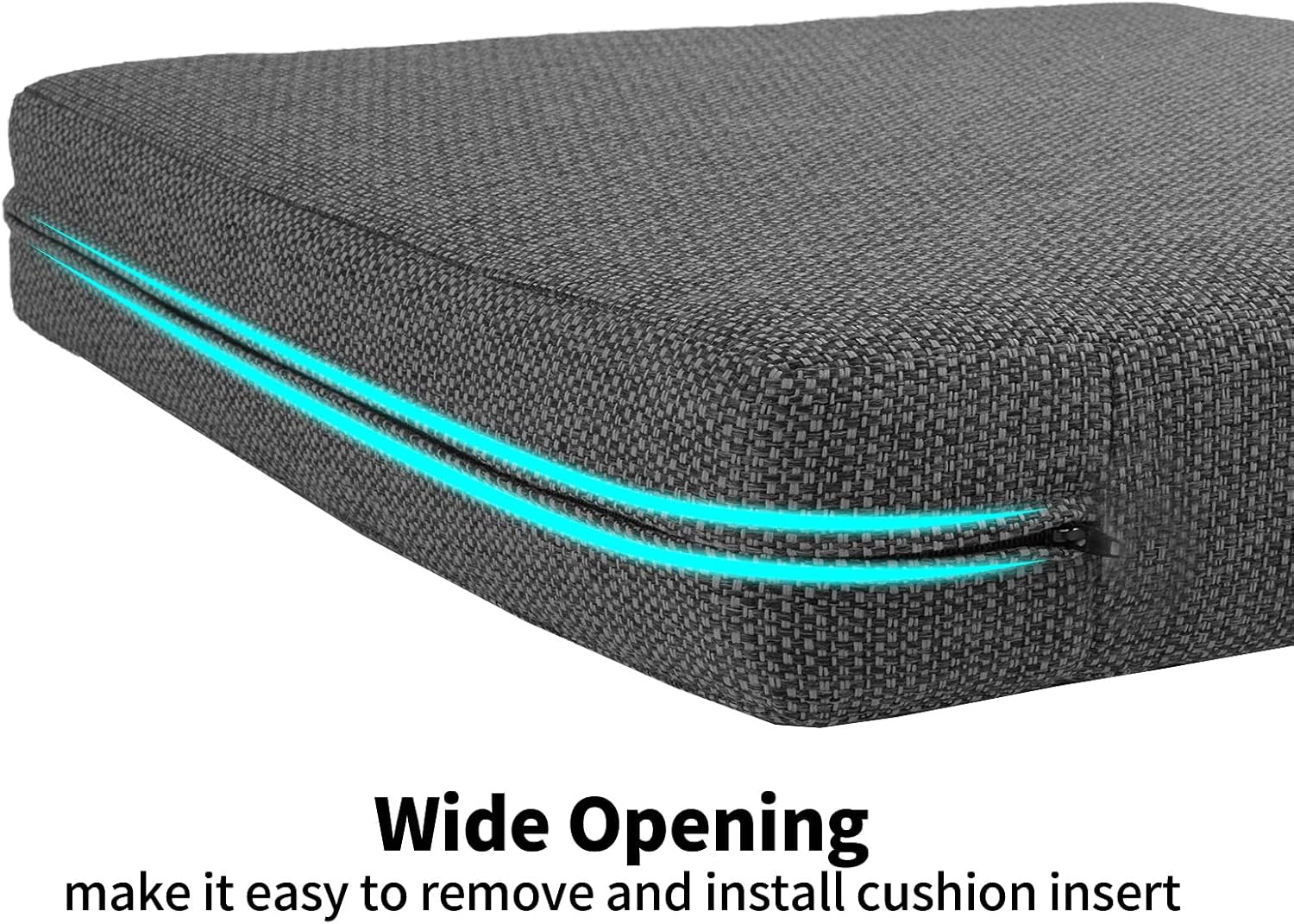 GUEGLSA Replacement Outdoor Cushion Covers 22x22x4 inch, Waterproof Patio Seat Cushion Slipcovers, Chair Cushion Slip Cover Set of 2, Multiple Grey