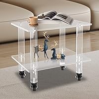 Vista 2 de Soporte para impresora, mesa de impresora de acrílico transparente de 2 niveles con ruedas, moderno carrito rodante independiente para oficina
