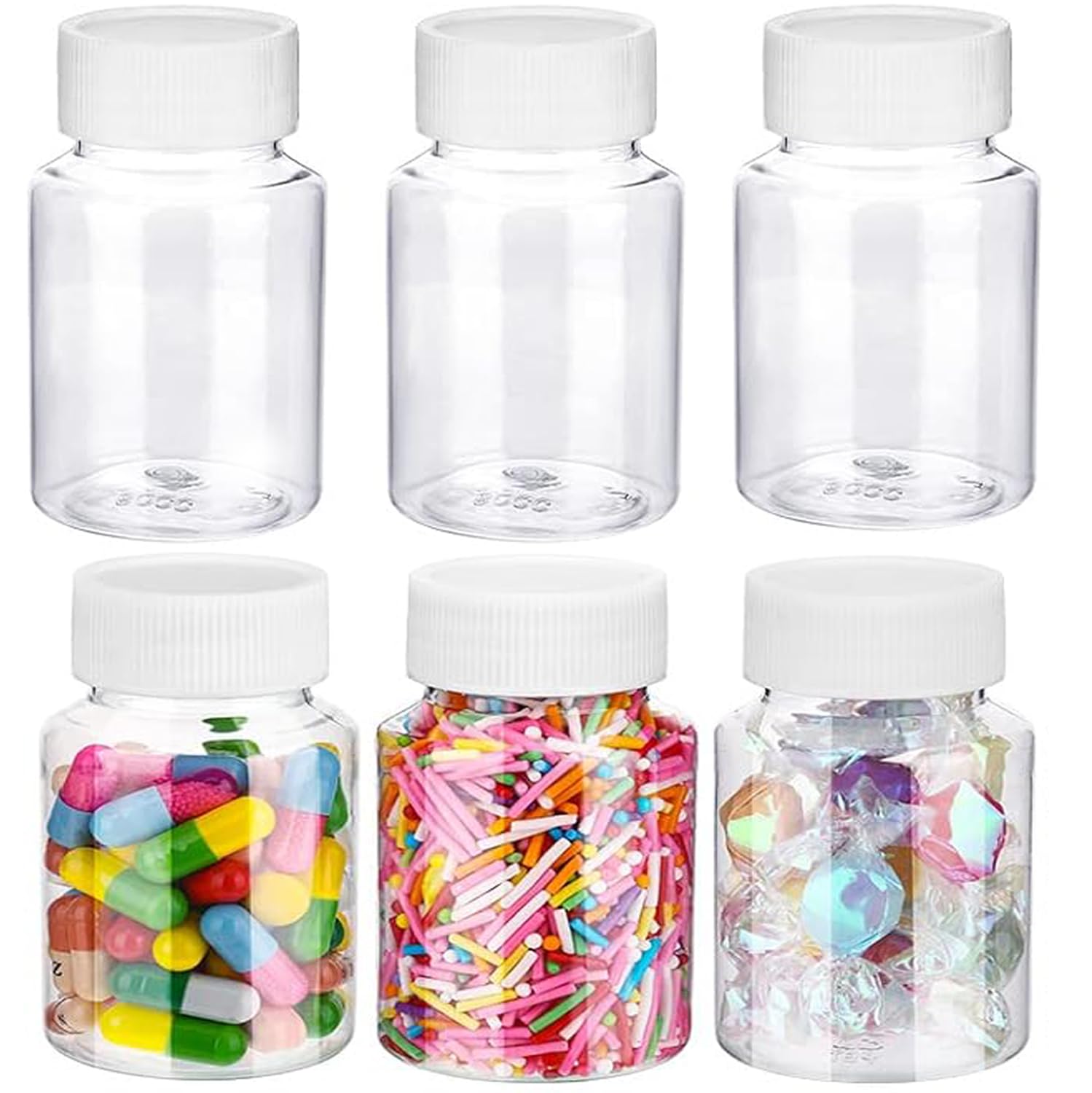 6 botellas pequeñas de plástico de 7 onzas / 200 ml con tapas, reutilizables, a prueba de fugas, botellas de PET para chupitos de jengibre, mini tarros de plástico transparentes para batidos, agua