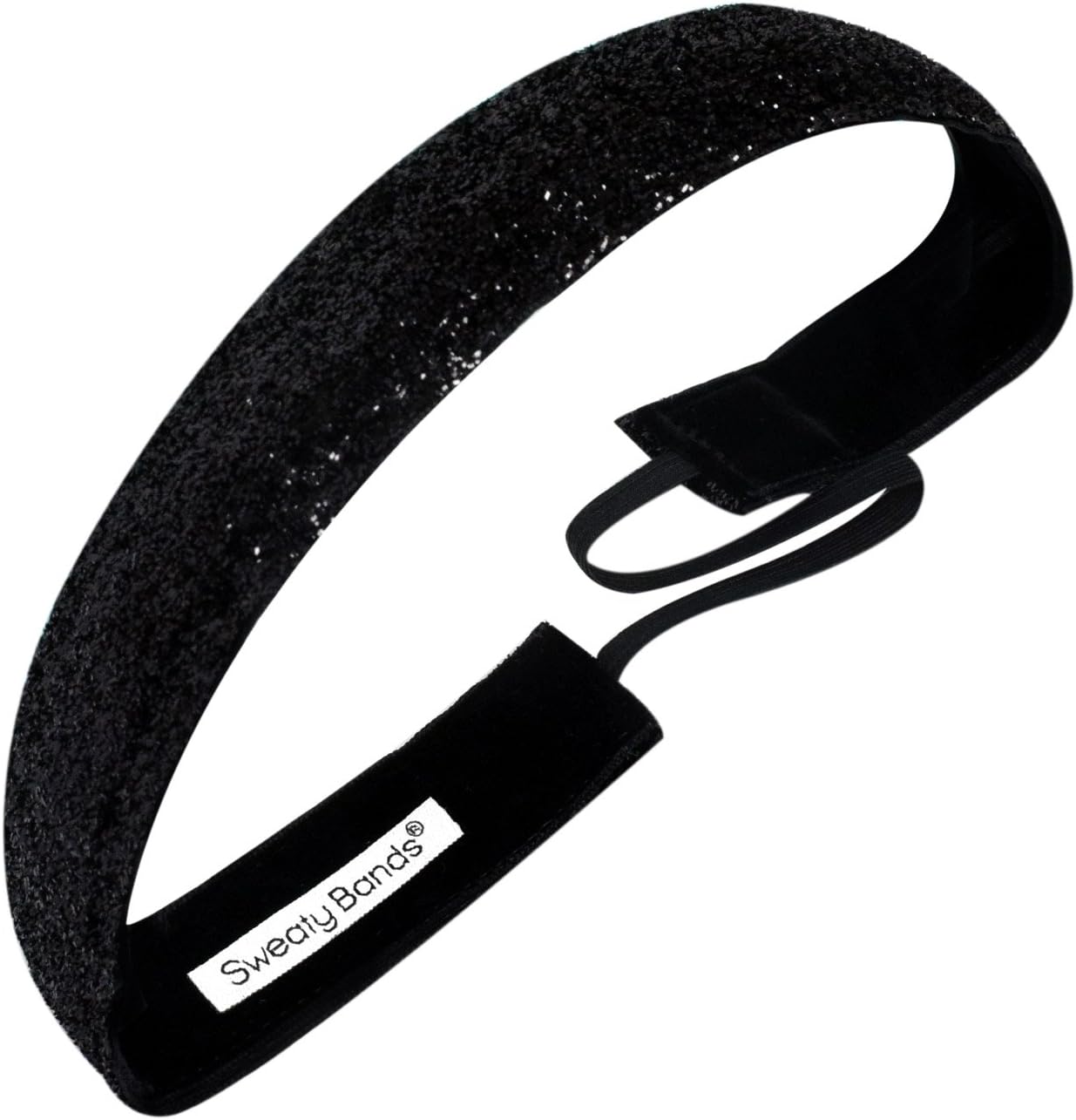 Sweaty Bands Womens Girl Headband - Non-Slip Velvet-Lined Sparkle Hairband - Viva Diva Black 1-Inch