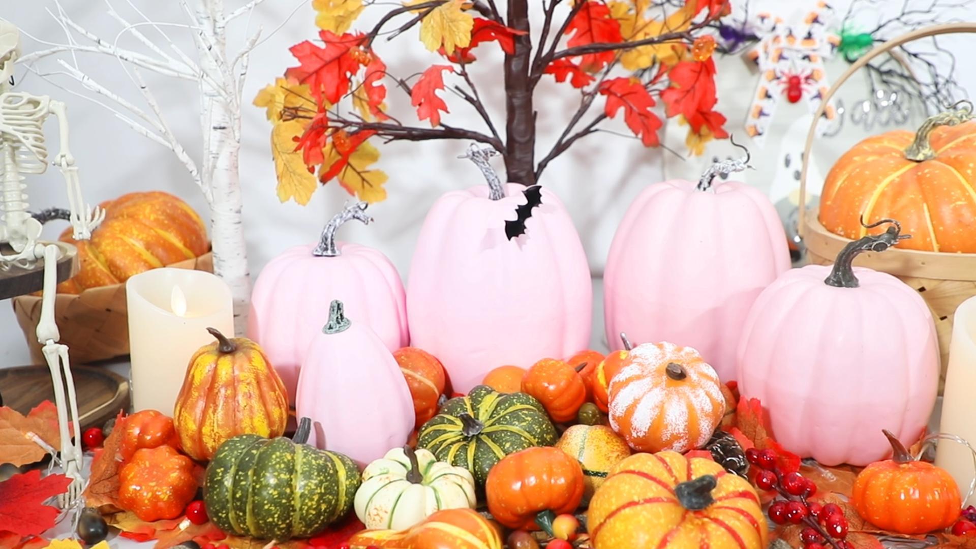 50 Pcs Resin Mini Pumpkins & Candy Corn – Artificial Fall Decor For Halloween, Thanksgiving Crafts, Table Centerpieces