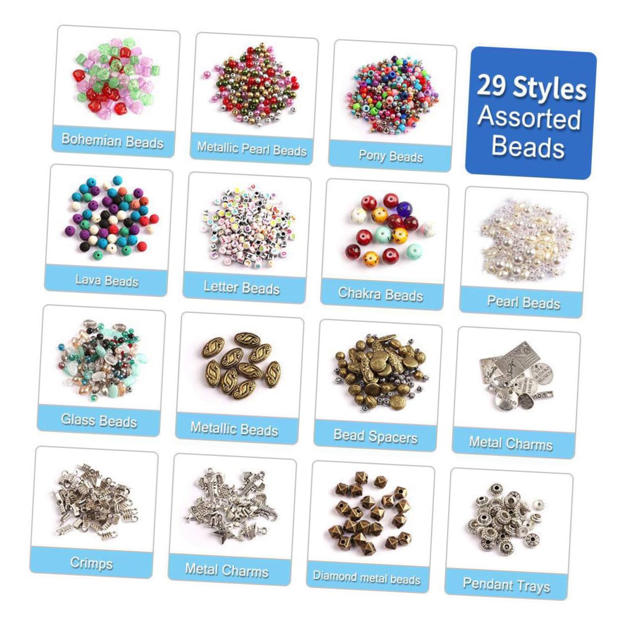 Cuentas Acrílicas para Pulseras y Collar, 1960 Piezas Surtidas | Material de Bricolaje para Joyería, Accesorio Artesanal para Pulseras y Collares, Cuentas Sueltas Color Aleatorio