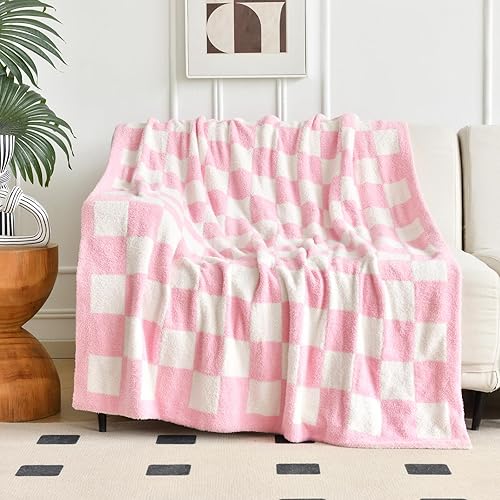 Miniatura 2 de Manta a cuadros para sofá, mantas de tablero de ajedrez con microfibra suave y esponjosa para cama y sofá, manta decorativa ligera de punto acogedor