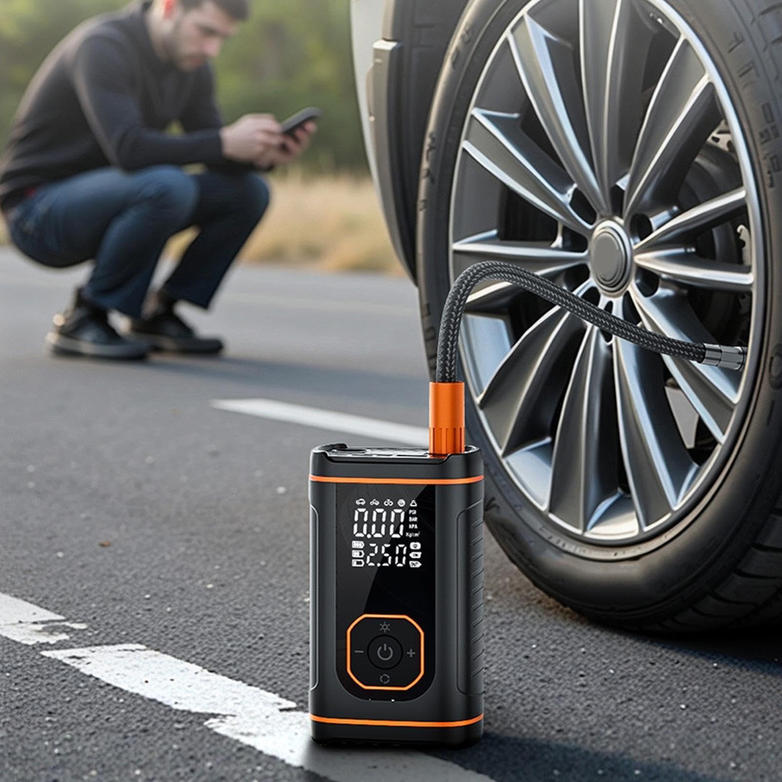 Gonfiapenne Portatile per Pneumatici Per Motociclette Con Batteria Ad Alta | Gonfiatore Di Pneumatici Portatile per Pneumatici di Moto Bici Palloni