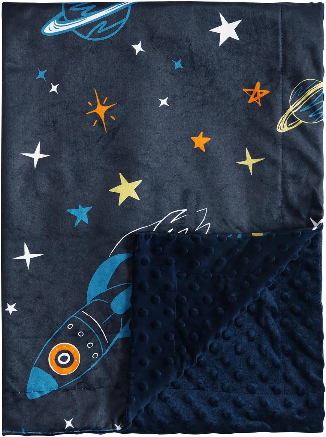 david’s kids Micro Fleece Minky Baby Blanket for Boys with Double Layer and Soothing Raised Dots, Breathable and Soft Lightweight Receiving Blanket for Newborns, 40×50 Inches, Space